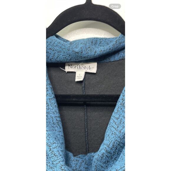 NORTHSTYLE Blue Dress Chevron Soft Knit Sweater Pockets Cowl Neck Grannycore L - Picture 4 of 10